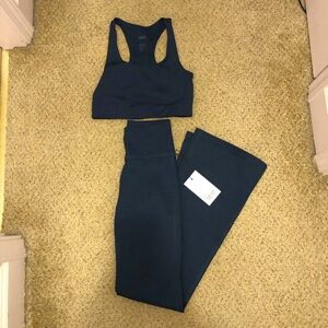Girlfriend Collective Navy Leggings and Sports Bra Set